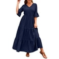 thumbnail image 3 of Horkkom Plus Size Dresses for Women Summer V Neck Maxi Dresses Causal A Lined Tiered Dress XXXXL, 3 of 8