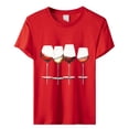 thumbnail image 4 of Women's T-shirts Women's Wine Glass Printed Shirt Short Sleeve Round Neck T Shirt Fashion Top Lightweight Soft Casual Summer Clothing Clothes T-shirts, 4 of 4