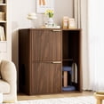 thumbnail image 5 of UZUGUL Walnut Cat Litter Box Cabinet, Mid-Century Hidden Enclosure with Cat Tree & Scratching Post, Side Table with Storage Shelf, 5 of 8