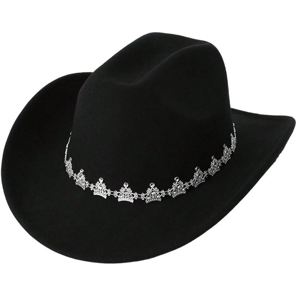 Slccxzc Vintage Western Cowboy Hat with Crown Decoration, Wide Brim Country Concert Headwear