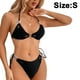 thumbnail image 2 of Bikinis sexys de dos piezas con tiras en el cuello y cadena de triángulos para mujer, trajes de baño de dos piezas con aros y talle alto, 2 of 5
