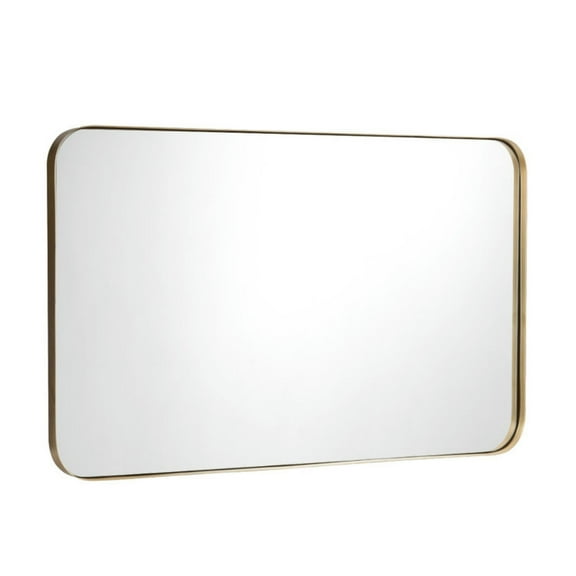 Topcobe 32" x 20" Metal Frame Wall-Mounted Rectangle Mirror, Bathroom Makeup Mirror-Golden