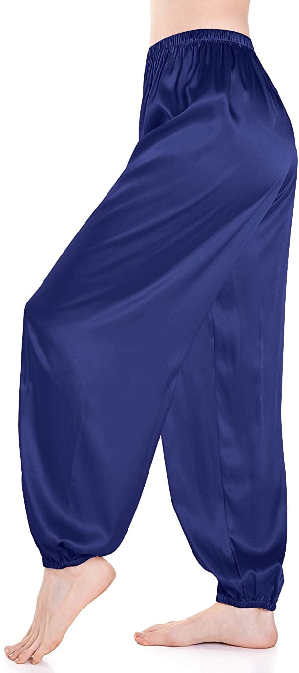 Wantschun Womens Wide Leg Pajama Pants Satin Silk Casual Loose Elastic Waist Lounge Pants Pj Bottoms 