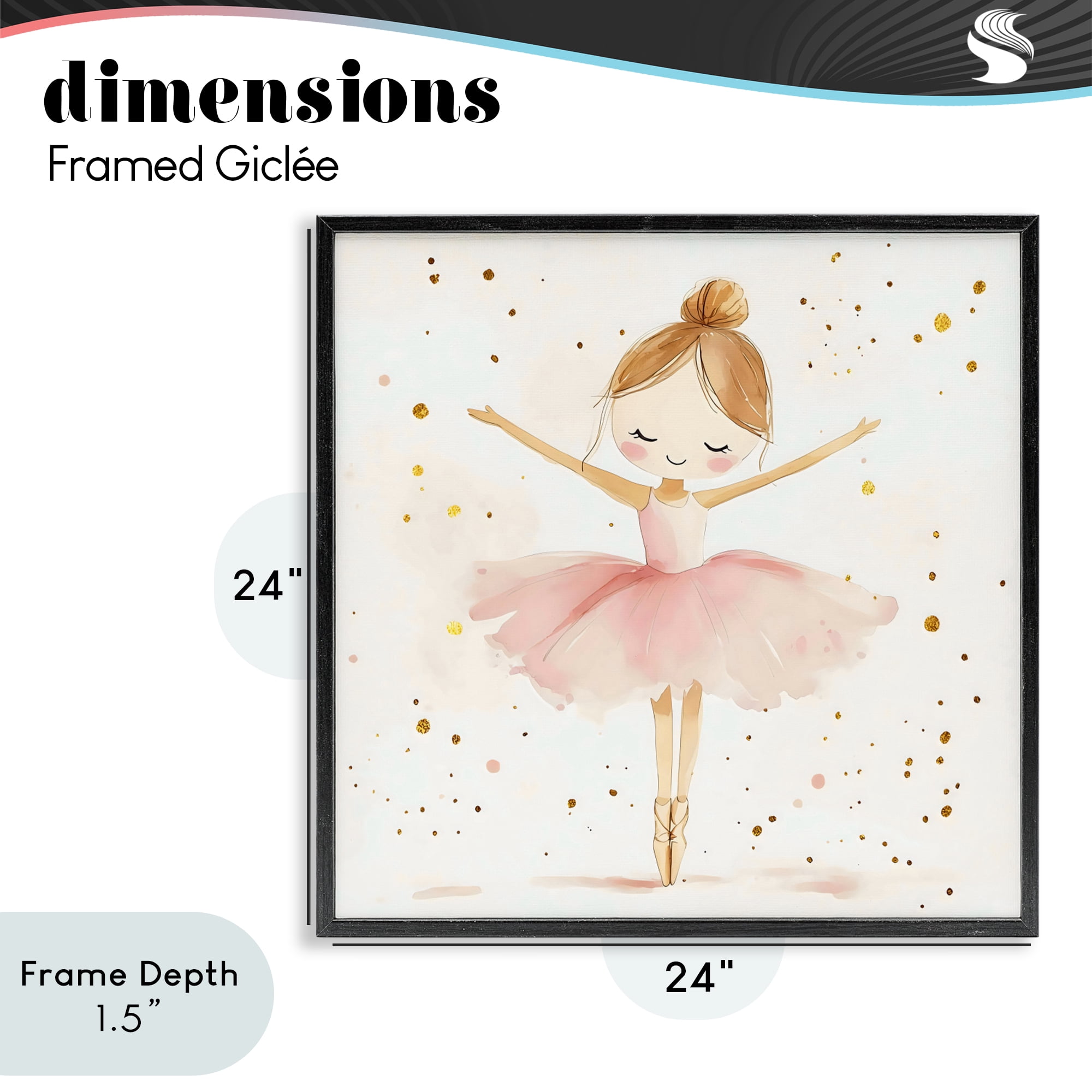 Stupell Industries Ballerina On Her Toes Black Framed Giclee Art, design by Creative Studio