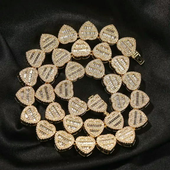 GKNET Lover Heart Chain Necklace TopBling T Zircon Mens Women Couple Wedding Jewelry-Gold-9 in bracelet