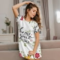thumbnail image 3 of Easygdp Home Sweet Home Floral Camisón de manga corta para mujer, informal, estampado, 3 of 6