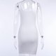 thumbnail image 5 of Azul M (con video) Vestido sexy con tirantes fruncidos y escote en U para mujer, falda que cubre la cadera, vestido ajustado con tirantes medianos de color sólido que sostiene el pecho, 5 of 8