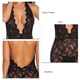 thumbnail image 4 of Traje de lencería Lencería de encaje sin espalda con cuello en V profundo con tanga para regalo de San Valentín Negro M, 4 of 5