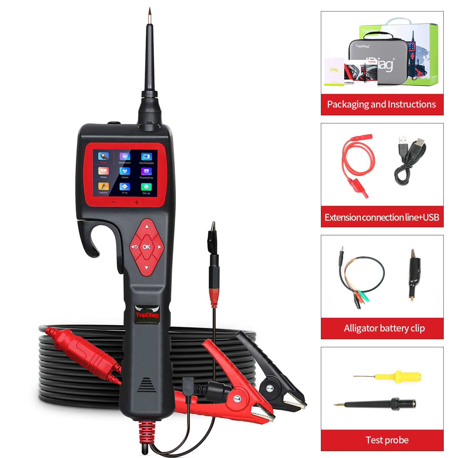 TopDiag P200 Automotive Circuit Tester – Power Probe / Injector Diagnostic Tool Set