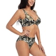 thumbnail image 2 of Rocae Black Palm Leaves for Bikini Set for Women Two Piece Sexy High Swimsuits Split Crossover Bikini Small, 2 of 9