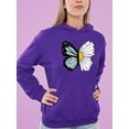 thumbnail image 2 of Half Butterfly Half Daisy Hoodie Women -Image by Shutterstock, Female x-Large, 2 of 4
