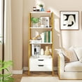 thumbnail image 4 of Gymax 2PCS Bookshelf w/ 2 Storage Drawers Sturdy Metal Frame Anti-toppling Devices White, 4 of 10
