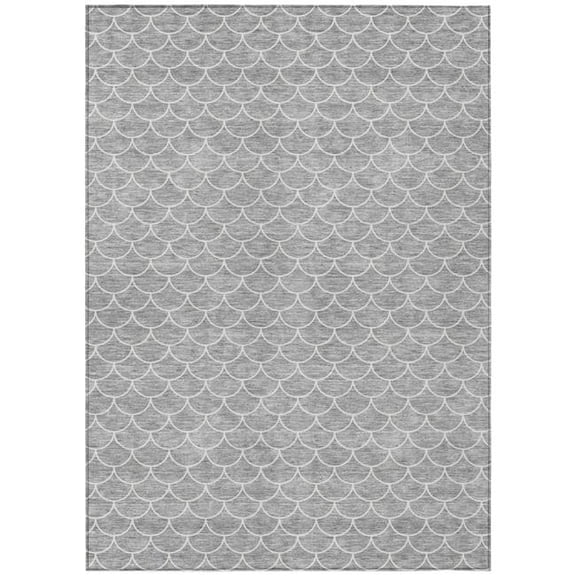 HomeRoots 596194 10 x 14 ft. Gray & Ivory Geometric Washable Indoor & Outdoor Rectangle Area Rug
