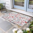 thumbnail image 2 of Red Spring Floral Doormat Outdoor Entrance 24"x36", Vintage Botanical Colorful Elegant Absorb Moisture Dirt Door Mats, Non-Slip Rubber Backing Floor Mats Indoor, Low-Profile Front Door Rugs, 2 of 9