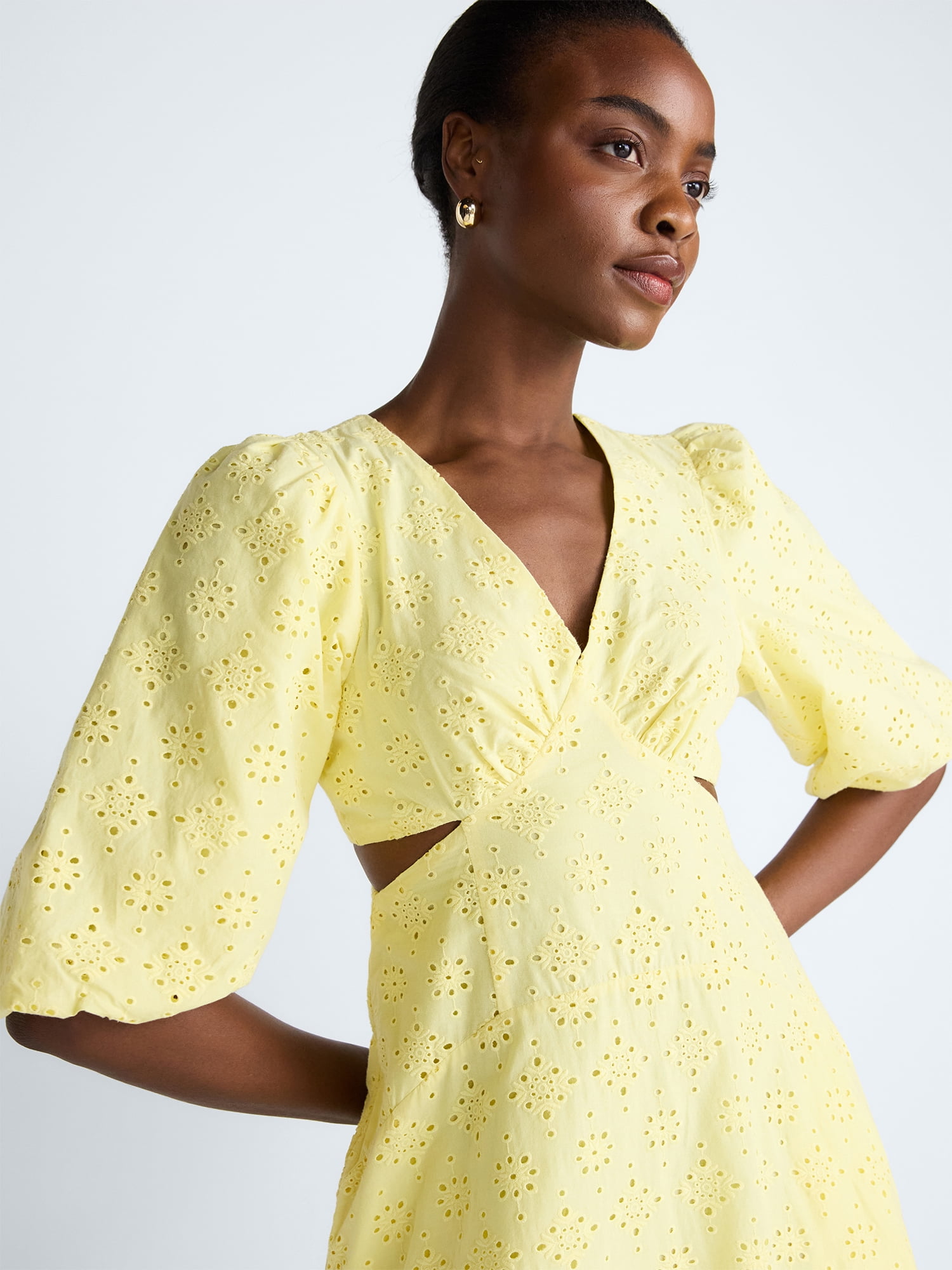 Scoop Women's Eyelet Cutout Cotton Midi Dress, Sizes 0-18