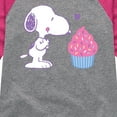 thumbnail image 3 of Peanuts - Snoopy Heart Cupcake - Youth Girls Raglan Tee, 3 of 6