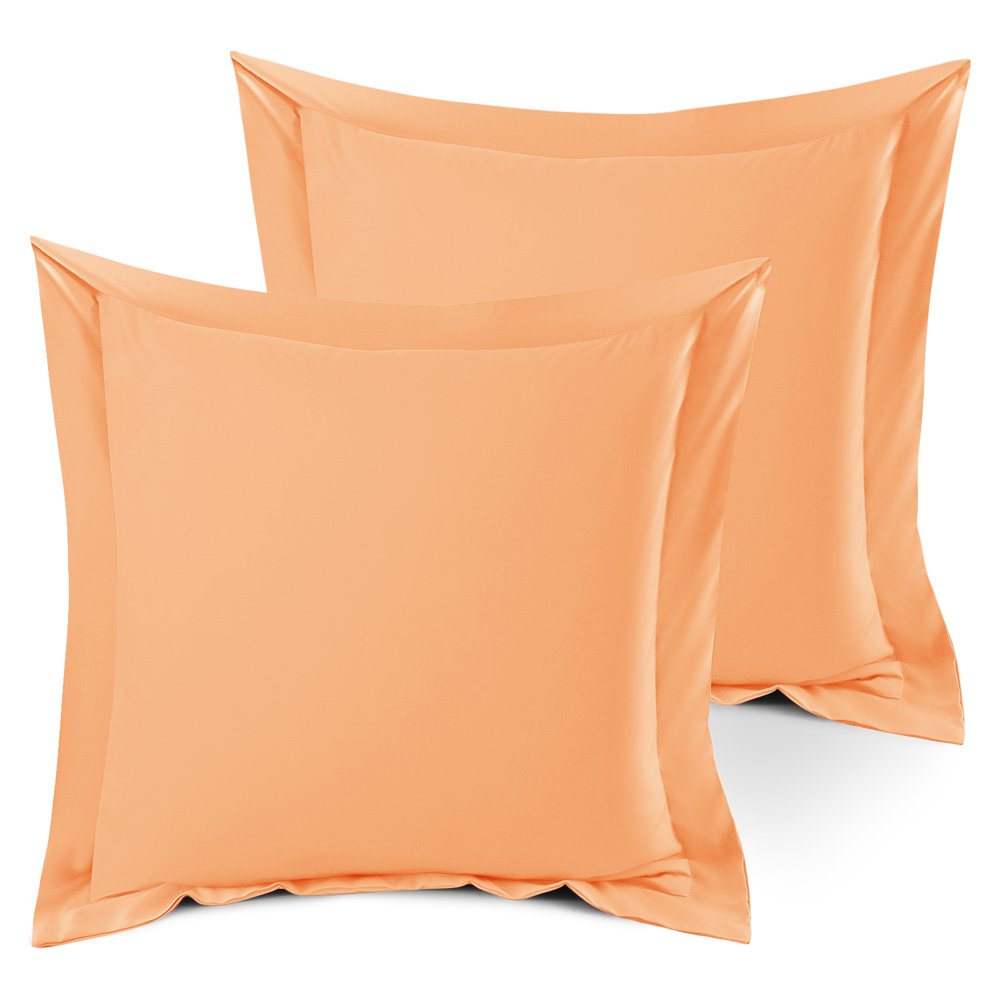 Set of 2 Euro 18"x18" Size Pillow Shams Apricot Orange, Hotel Luxury