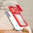 thumbnail image 5 of JTCASES for Samsung Glalaxy S20 FE Case with Slide Camera Cover Anti-yellow Crystal-clear Transparent Backplane Rugged PC Anti-slip Shockproof Hard Back Protective Shell, Red, 5 of 6
