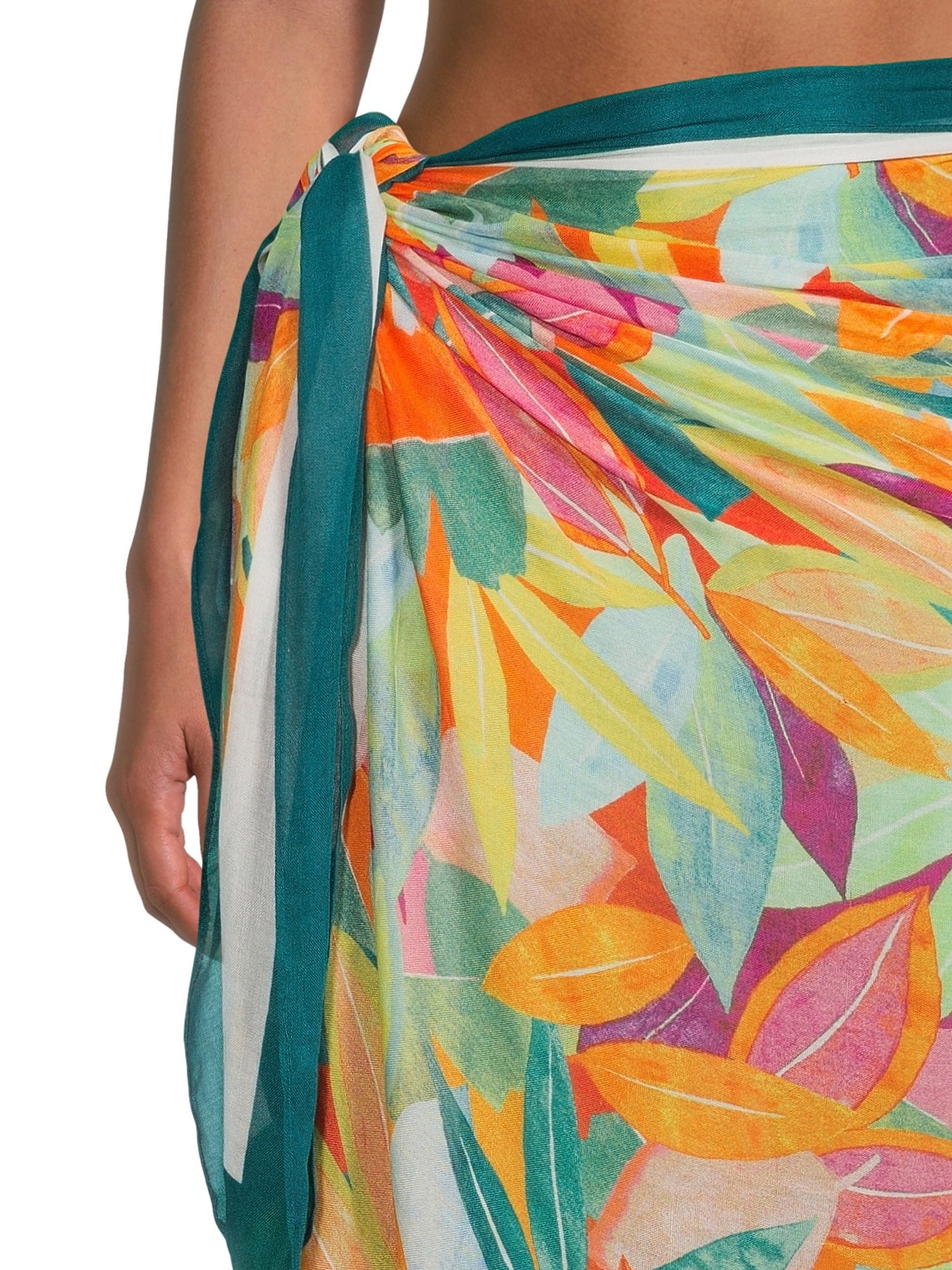 Time & Tru Women's Pareo Swimwear Cover-up, Multi-use Wrap, Beach Wrap