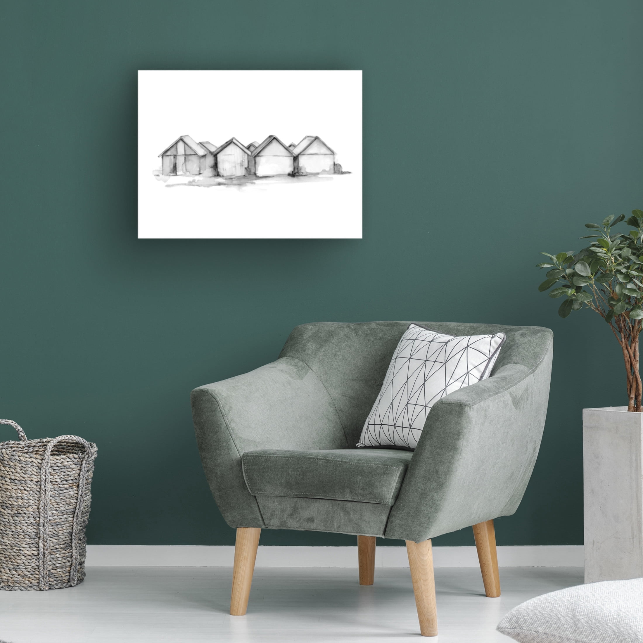 Canvas Wall Art - Emma Caroline 'Fishing Huts II' Wall Art for Living Room, Bedroom, or Office Décor by Trademark Fine Art - 47 x 35 Inches
