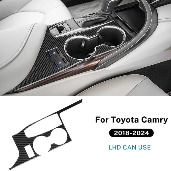 Real Soft Carbon Fiber For Toyota Camry 2018 2019 2020 2021 2022 2023 2024 LHD Car Gear Shift Panel Sticker Interior Accessories.