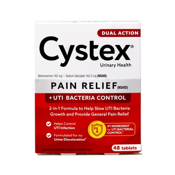 Cystex Pain Reliever Tablets for UTI Pain Relief & Urgency of Urinating, Maximum Strength, 48 Count, Pack of 1