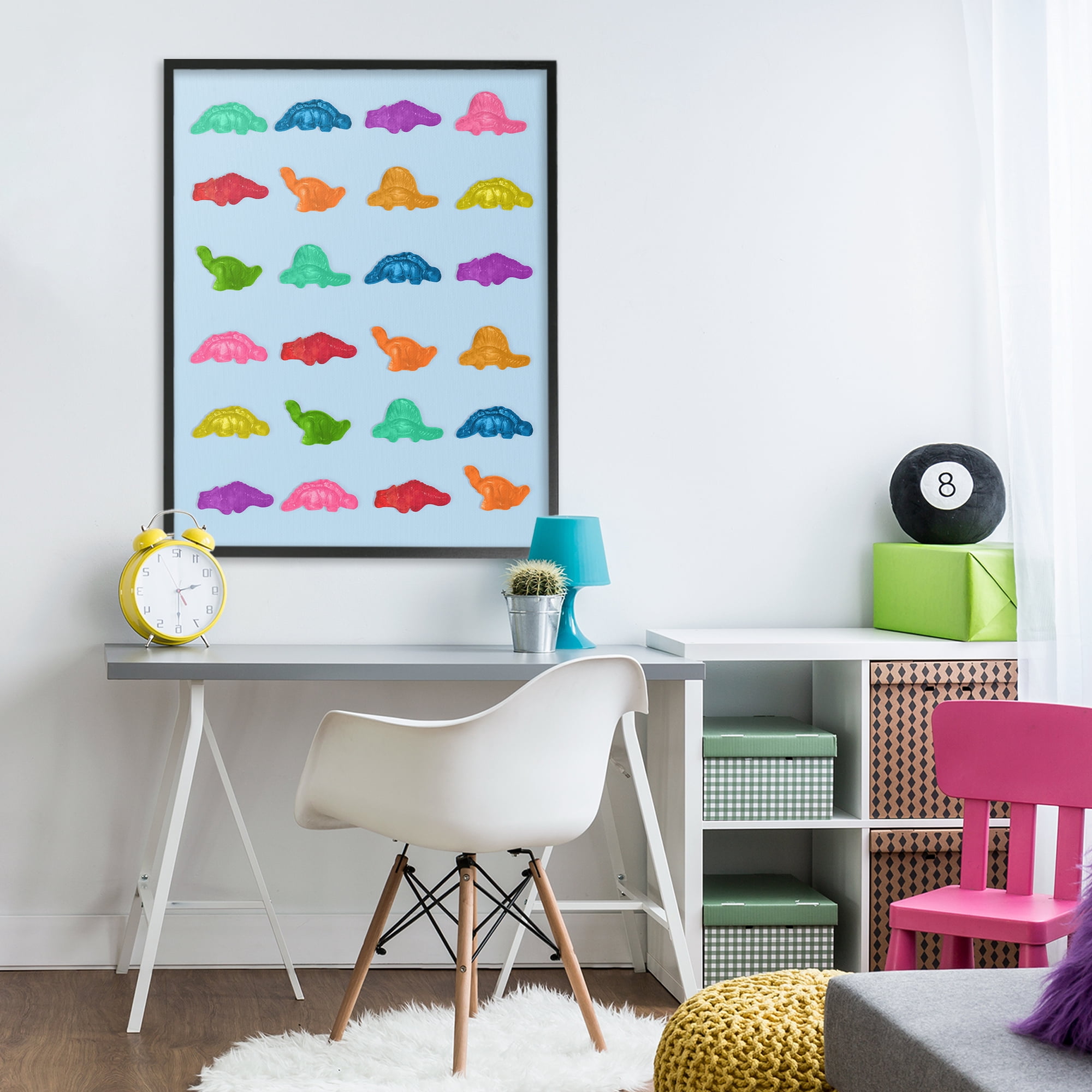 Stupell Industries Colorful Dinosaur Gummies Black Framed Giclee Art, design by LISH Creative