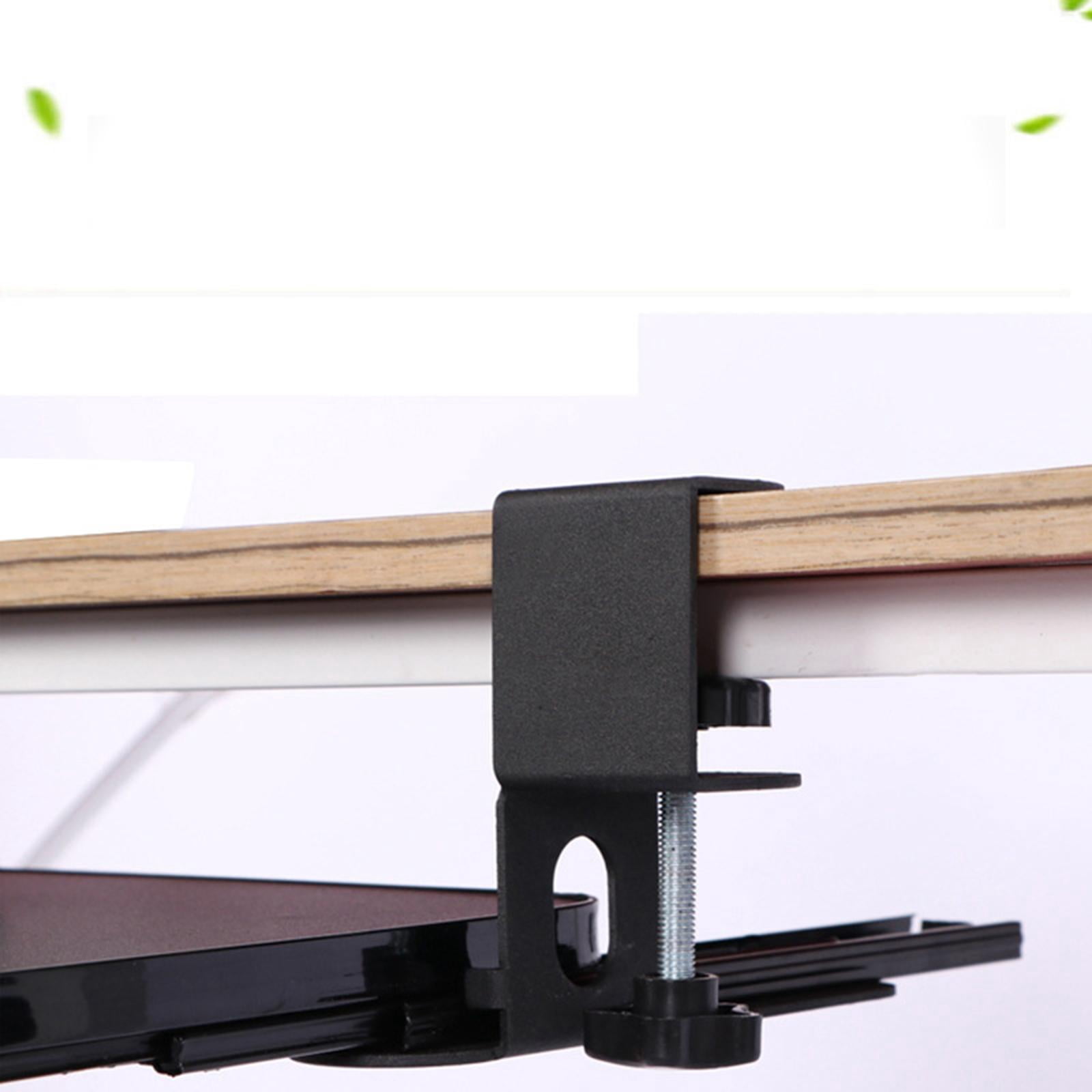 Large Keyboard Tray under Computer Table Clamp Mount Pull Out Platform Ergonomic adjustable Comfortable Stand Bracket for Laptop Wood Color