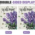 thumbnail image 3 of Welcome Spring Lavender Flower Decorative Garden Flag, Purple Floral Mason Jar Bee Yard Outside Home Decorations, Summer Farmhouse Burlap Outdoor Small Decor Double Sided 12 x 18, 3 of 6