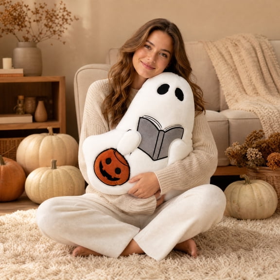 Halloween Ghost Pillow Soft Cuddly Throw Pillow Decorative Cushion for Home Sofa Bed
