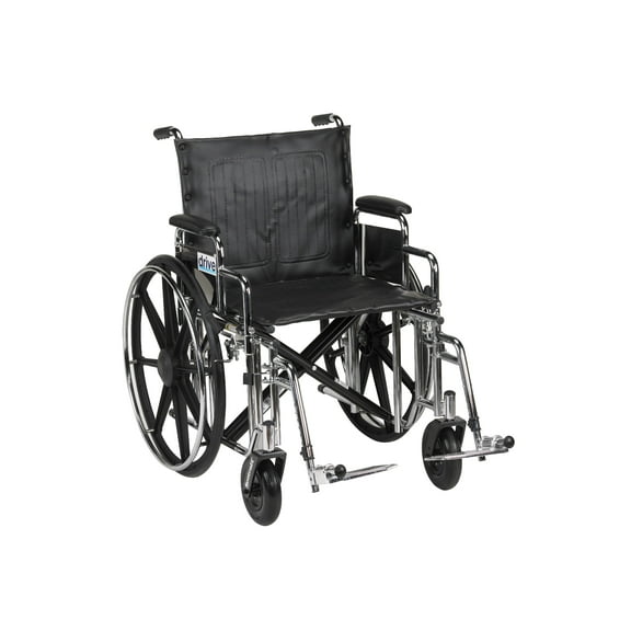 Drive Medical Sentra Extra Heavy Duty Wheelchair, Detachable Desk Arms, Swing away Footrests, 20" Seat