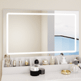 thumbnail image 2 of Leumius Makeup Vanity Set with 3 Color Lighted Mirror,Extra Large LED Mirror,Large Capacity Storage Dressing Table for Bedroom,White, 2 of 4