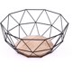 thumbnail image 1 of Dekorativ förvaringskorg/fruktfat i svart geometrisk metalltråd med träbotten, 1 of 4