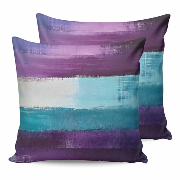 18x18 Pillow Covers Set of 2, Purple Turquoise Throw Pillow Covers Decorative Couch Cushion Case, Modern Abstract Oil Painting Art Geometric Microfiber Square Pillowcases for Bedroom Car Living Room