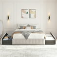 thumbnail image 6 of Yaheetech Queen Size Upholstered Bed Frame with 4 Storage Drawers, Beige, 6 of 7