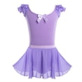 thumbnail image 3 of MSemis Kids Girls 2 Piece Ballet Dance Ruffles Sleeve Gymnastics Leotard with Wrap Skirts, 3 of 7