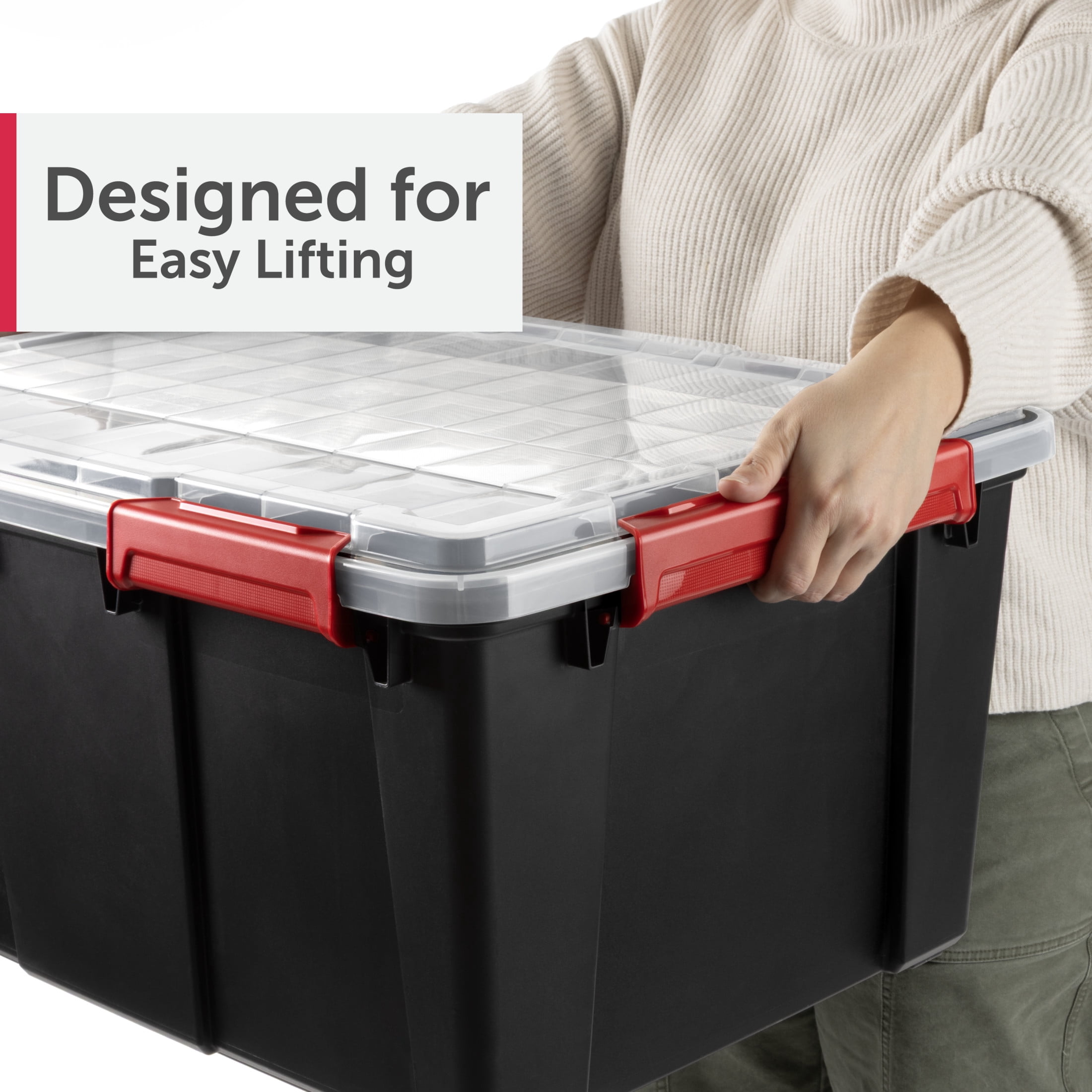 Sterilite Large Gasket Tote, 20 Gallon IP68 WaterProof Plastic Storage Bin with Lid, Gasket Seal and Durable Latches, Black