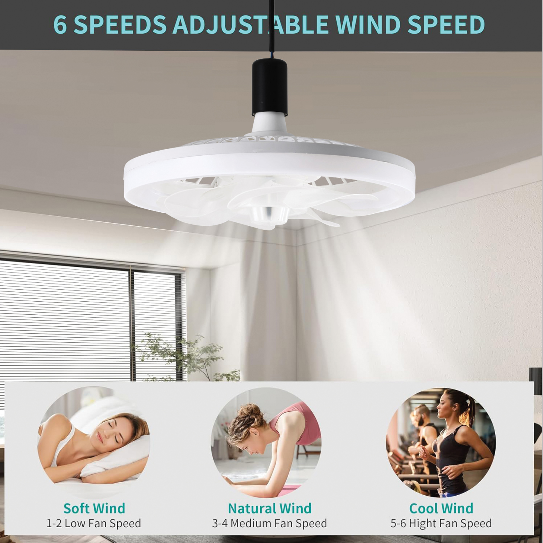 MI TAG Socket Fan LED Light , Screw-in ceiling fan with light, remote controlled socket fan light