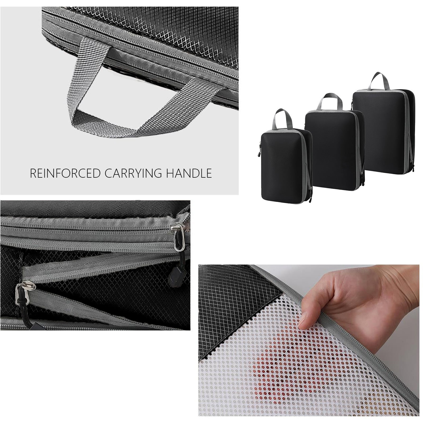 Travel Packing Cubes 3 Piece Luggage Organizer Set Double Capacity Design for Suitcases Clothes Storage Travel Accessories Organization