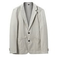 thumbnail image 4 of Cloudstyle Men's Solid Color Notch Lapel Two-Button Linen Blazer - Casual Regular Fit Spring/Fall No Back Vent Jacket, 4 of 10