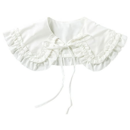 

QUSENLON Korean Style Women Decorative Shawl Mini Cape Double Layer Ruffles Necklace for Doll Fake Collar Ribbon Bowknot Short Poncho Capelet