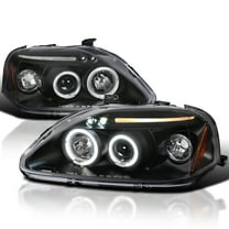 Spec-D Tuning Projector Headlights Black Compatible with 1999-2000 Honda Civic, Left   Right Pair Headlamps Assembly
