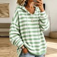 thumbnail image 4 of Raeneomay Women's Striped Hoodie - Drawstring Long Sleeve Pullover Top, 4 of 6