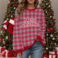 thumbnail image 2 of Yteetum Christmas Crewneck Sweartshirts for Women Oversize Merry Christmas Plaid Raglan Letter Print Fleece-Lined Pullover Hoodless Sweatshirts Top Womens Round Neck Sports Xmas Holiday Sweatshirts, 2 of 9