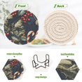 thumbnail image 4 of Haosy Set of 6 Drink Woven Coaster with Holder Heat Resistant Non-Slip Bar Coasters 4 Inches Holly Leaves Berries Candy Canes, 4 of 7