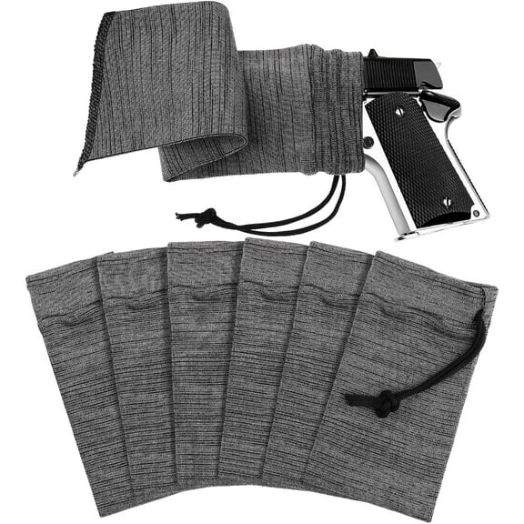 6 Pcs 16 Inch Gun Sock Rust Silicone Gun Sleeve Fabric Waterproof Knit Socks Silicone Drawstring Closure for Tactical Accessories