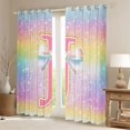 thumbnail image 2 of Manfei Ribbon Initial J Letter Curtains Pack of 2 (42x84 Each), Dreamy Cartoon Rainbow Curtains Blackout, Glitter Stars Print Bedroom Curtains, Blackout Curtains Room Decor, 2 of 6