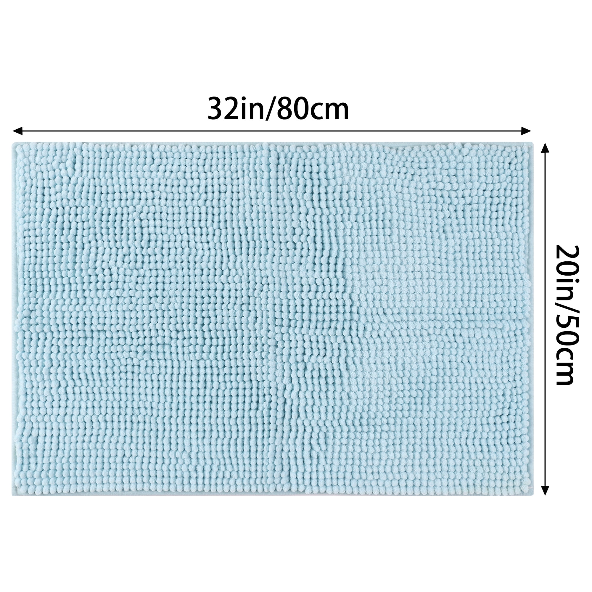 Unique Bargains 2 Pcs Microfiber Non-Slip Bathroom Mat Plush Fluffy Quick Dry Bath Rugs Blue 20" x 32"