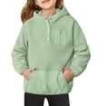 thumbnail image 2 of Povozer Girls And Toddler Long Sleeve Zip Up Hoodie Sweatshirt,Girls Fleece Pullover Hooded Sweatshirt Hoodie For Teen Girl Winter Button Jacket Coat with Pocket Size 5-6 Years,Light Green, 2 of 6