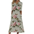 thumbnail image 2 of Women's Summer Maxi Dresses 2025 Casual Short Sleeve V Neck Long Dress Boho Floral Printed Button Down Sundress Flowy Beach Vacation Ladies Dress How To Return Items Ordered Online Purchase History, 2 of 5